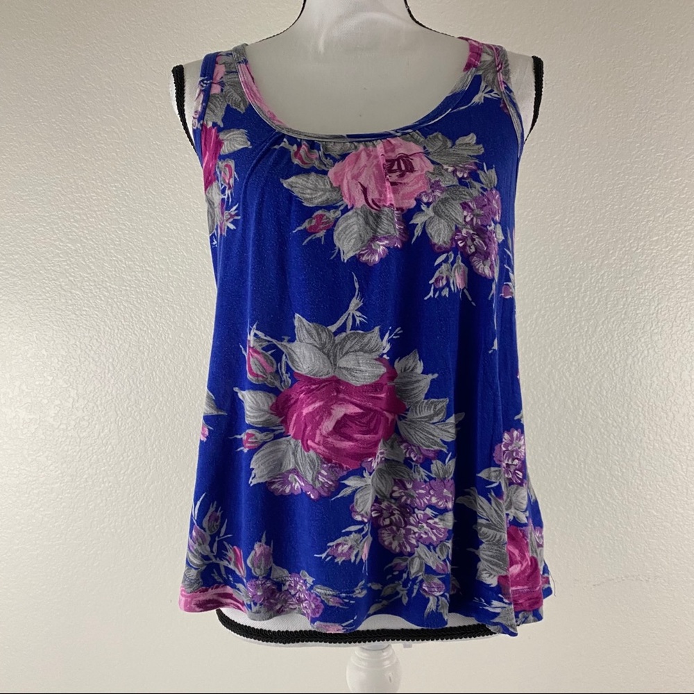 Blue Floral Tank Top